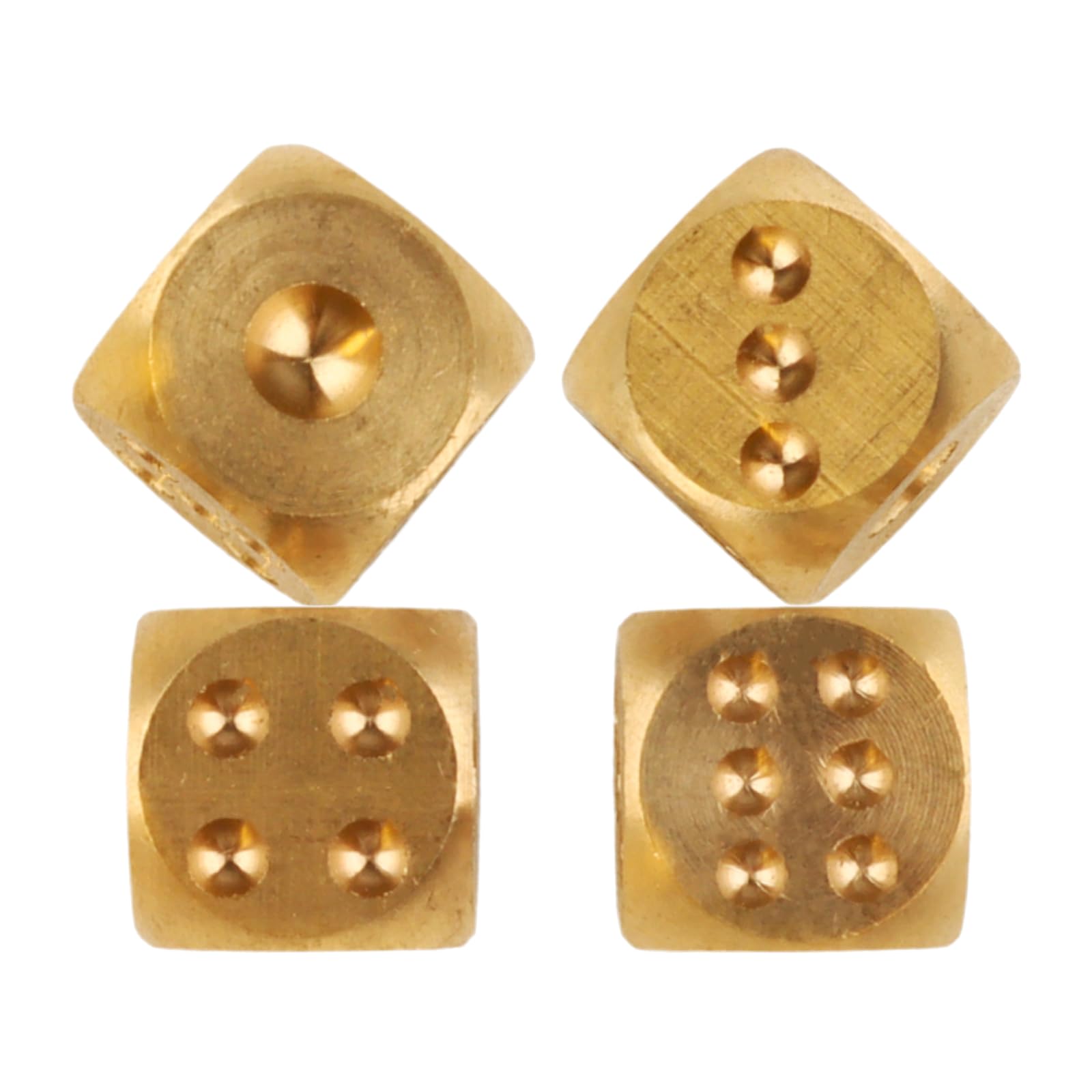 Yukfdcnb 4Pcs Copper Gold Dice Set, Retro Style 0.58in Small Metal Poker Mahjong Party Game Great to The Touch