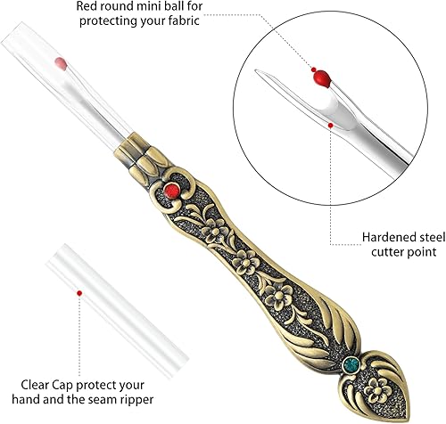 Miniatura 3 de Herramienta de extracción de hilo de costura, herramienta de extracción de puntadas ergonómicas europeas vintage para costura, manualidades,