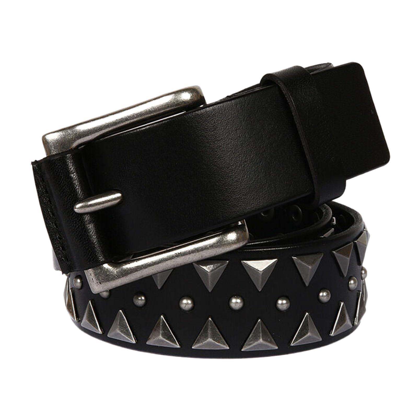 Metallnietengürtel For Herren Und Damen, Dornschließe Aus Legierung, Punkrock, Personalisierter Dreieckiger Nietengürtel Aus Rindsleder
