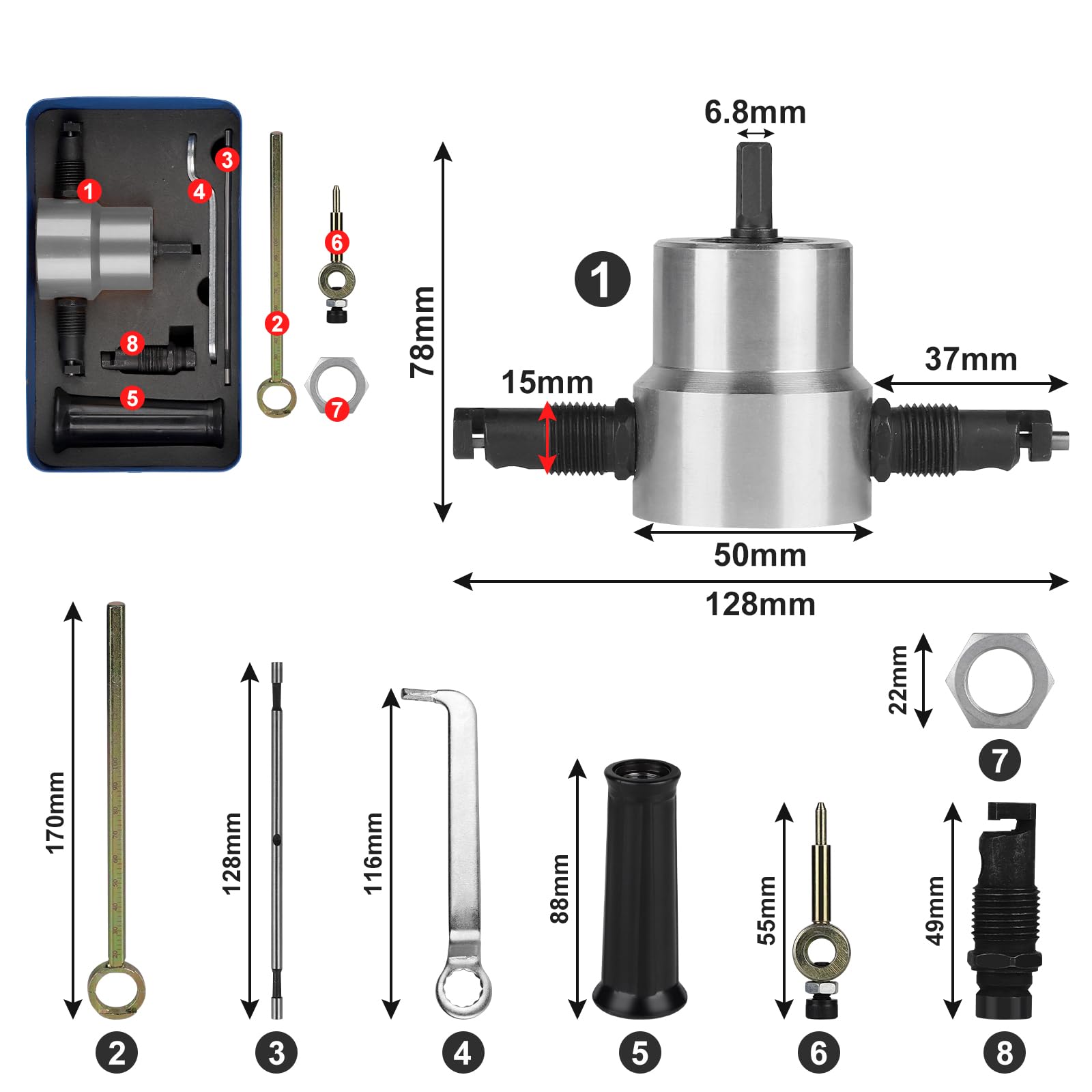 CPROSP Blechschneider für Akkuschrauber, Doppelkopf Blechknabber, Blechknapper Adjustable, Nibbler Schneidwerkzeug mit Rundschnitt Aufsatz