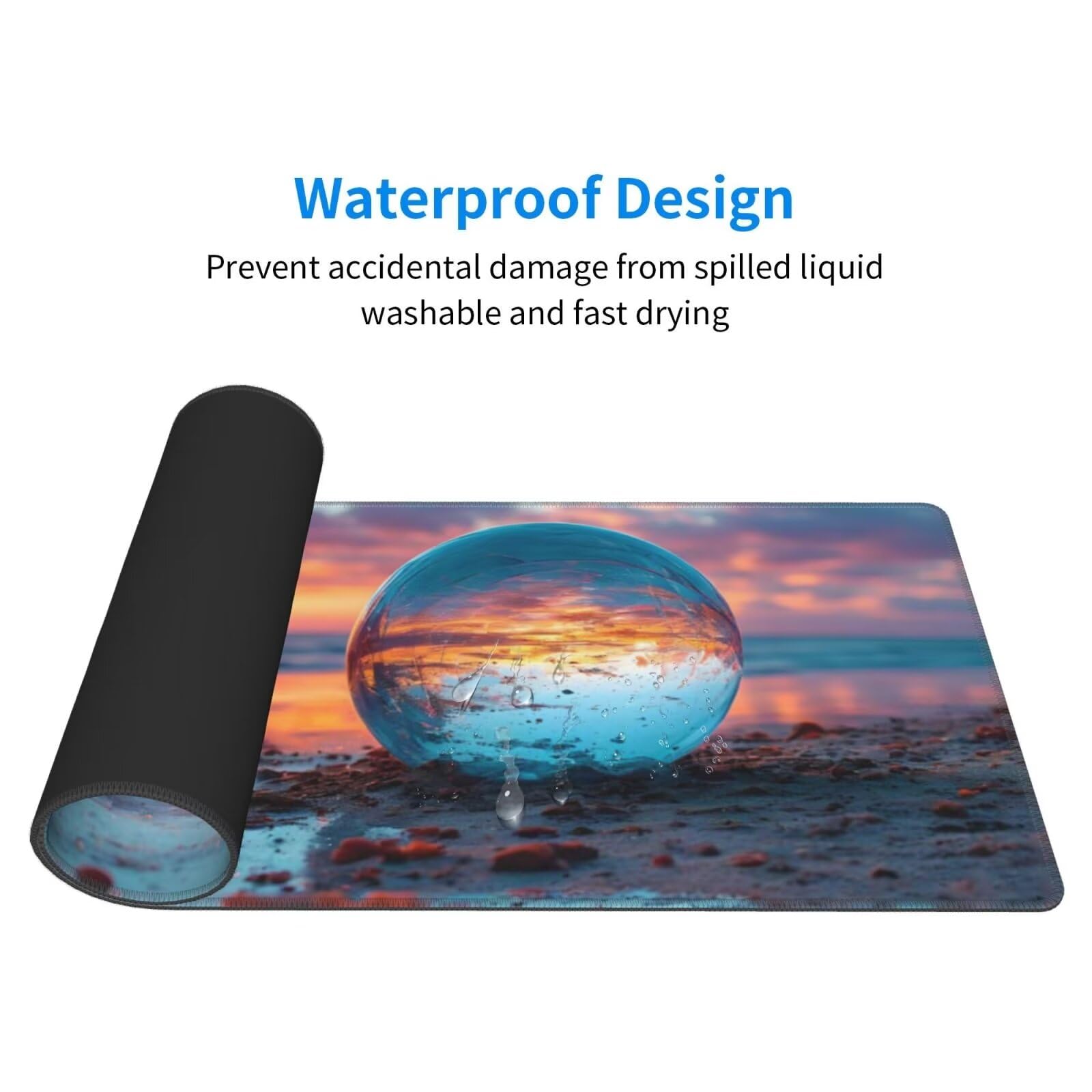 Tappetino Mouse, Tappetino Mouse Gaming Grande XXL 1500x800x3mm Tappetino Scrivania Mouse Pad, Base in Gomma Antiscivolo, Bordi Cuciti,Lavabile, Mousepad per Ufficio e Gaming (Sfera di cristallo) R624