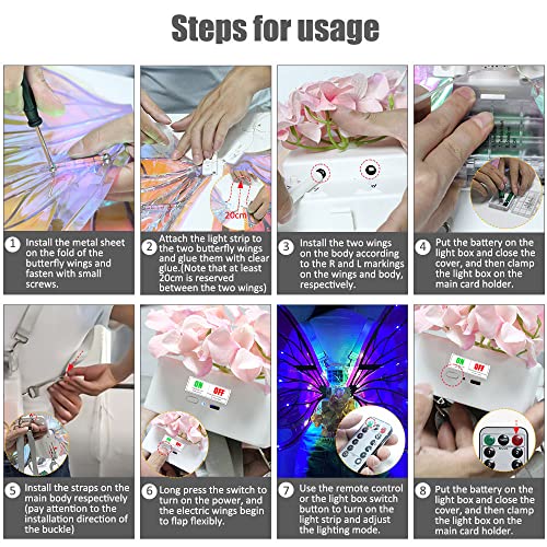 Heyseri Iridescent Wings Dress Up Glitter Wings Fairy Led Flapping Costume Angel Wings For Kids Girls Women Halloween Cosplay Birthday Multicolored #TOP7