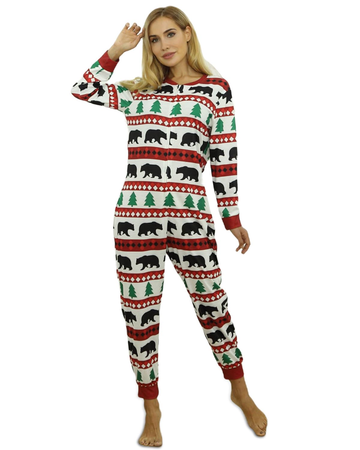 Kouric Pigiama Natale Famiglia Famiglia Donna Festive Christmas all in One Hood Onesie, Pigiama Natalizio Donna Jumpsuit, Onesies One Pezzi Natale Pigiama Famiglia Set per Donna