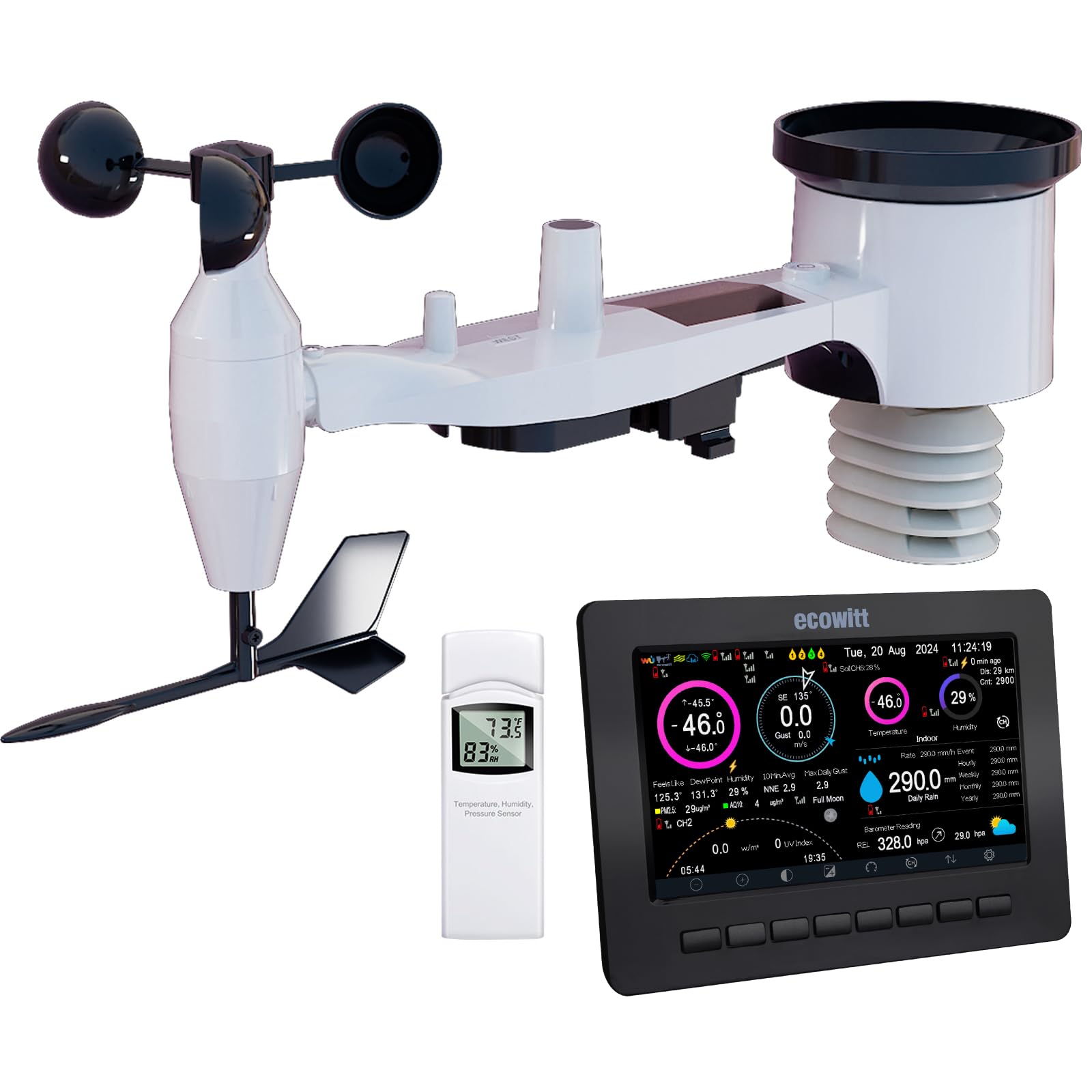 Ecowitt Estación meteorológica inalámbrica Wi-Fi - Pronóstico meteorológico digital con pantalla TFT de 7 pulgadas, indicador de lluvia, anemómetro, pasarela para ecosistema Ecowitt, HP2551 Moderno' or 'Tecnológico