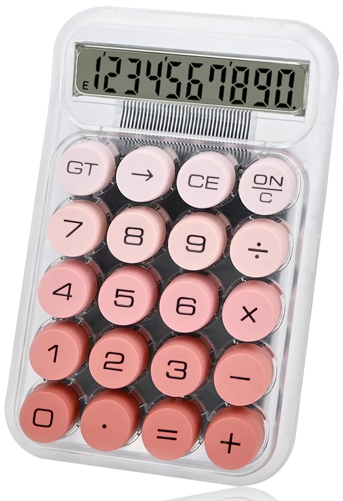 Bonita calculadora, calculadora de interruptor mecánico, calculadora de escritorio de 10 dígitos, calculadora de escritorio con botones grandes y pantalla LCD, energía de batería, calculadora