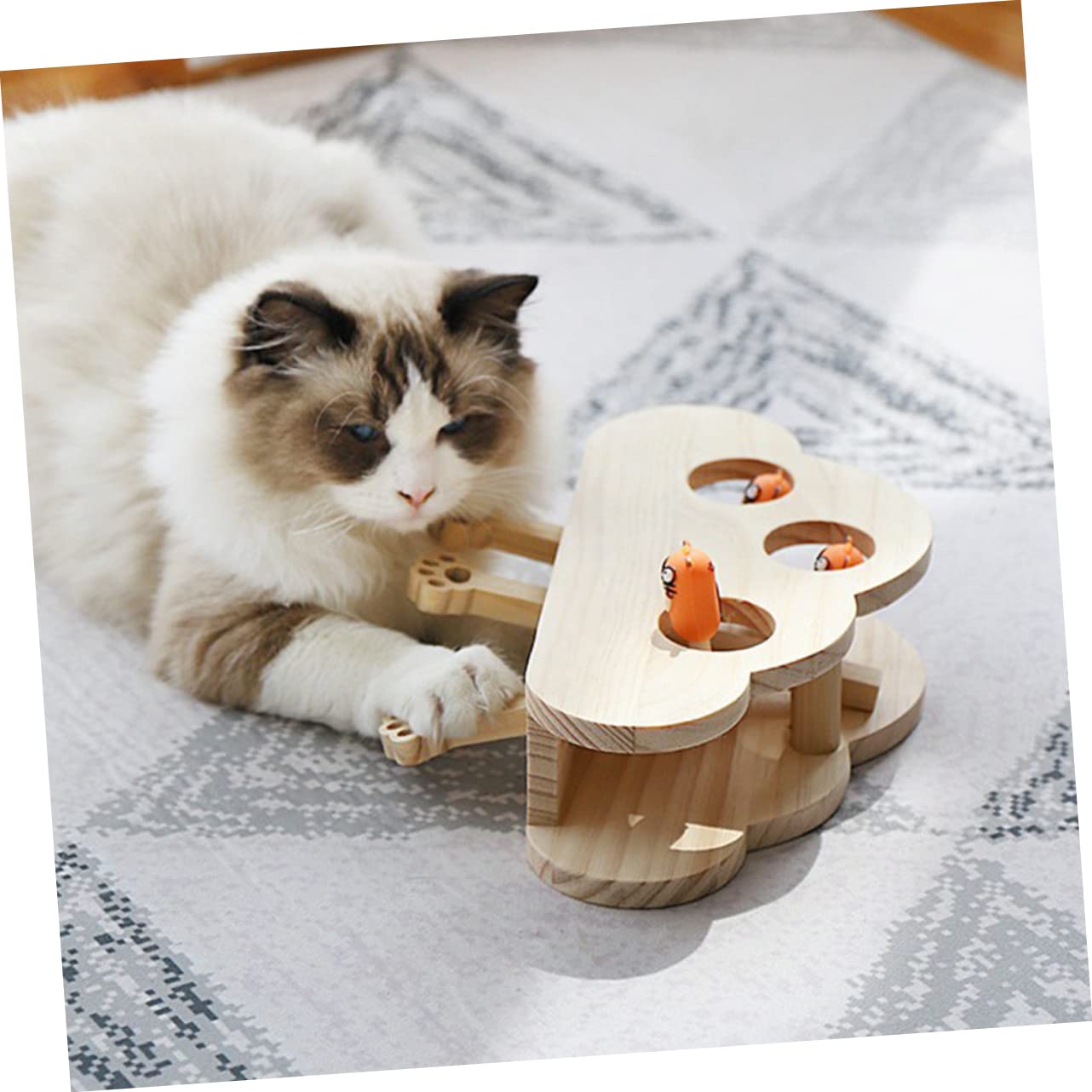 COLLBATH Juguete para atrapar Gatos Juguete Interactivo para Gatos Ratones s para Mascota raspador Gatito Gato de De Madera