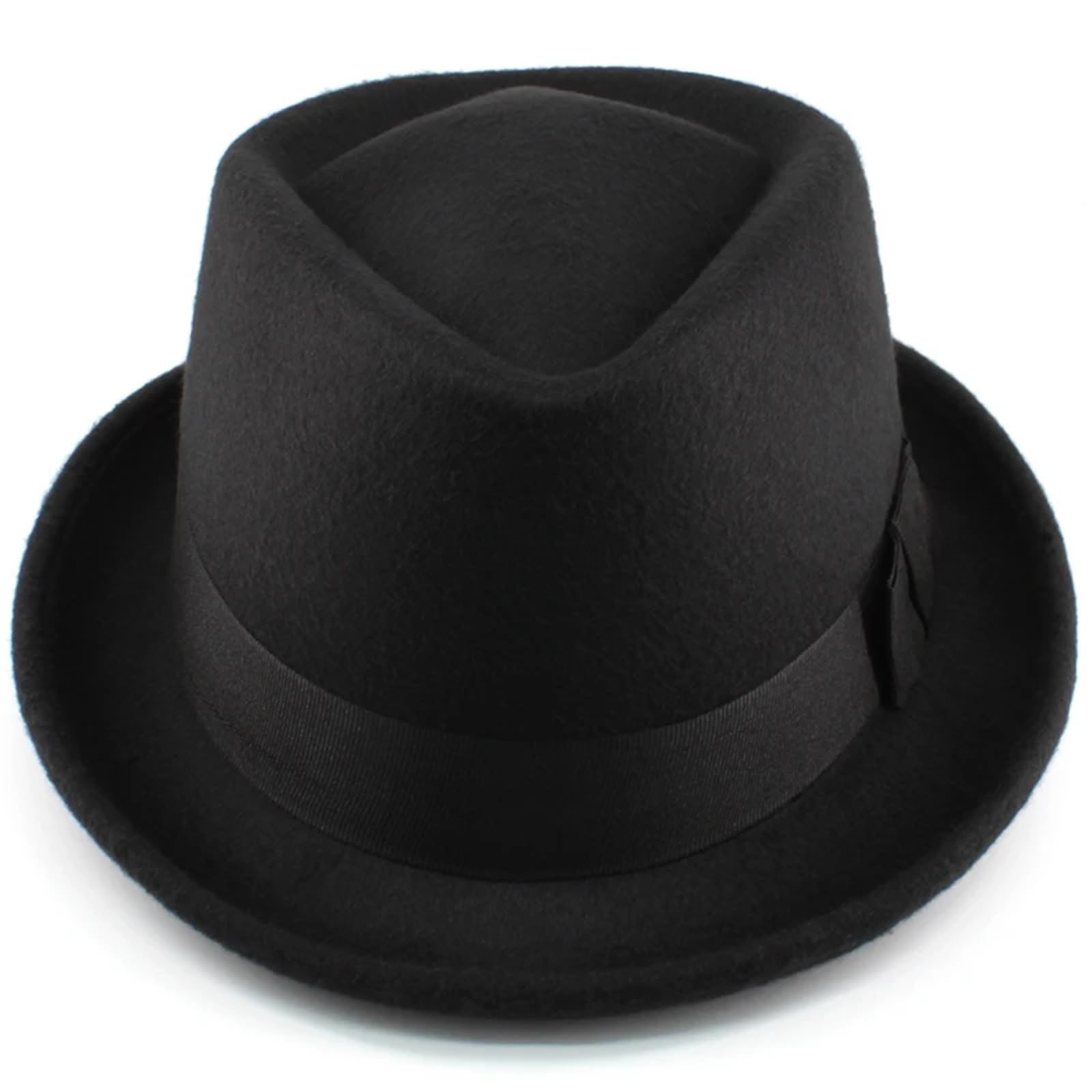 Hombres Mujeres Top Pork Pie Sombreros Bowtie Band Fedora Sunhat Trilby Caps Jazz Party Viajes al Aire Libre para Una Gala, Fiesta De Disfraces(Brown)