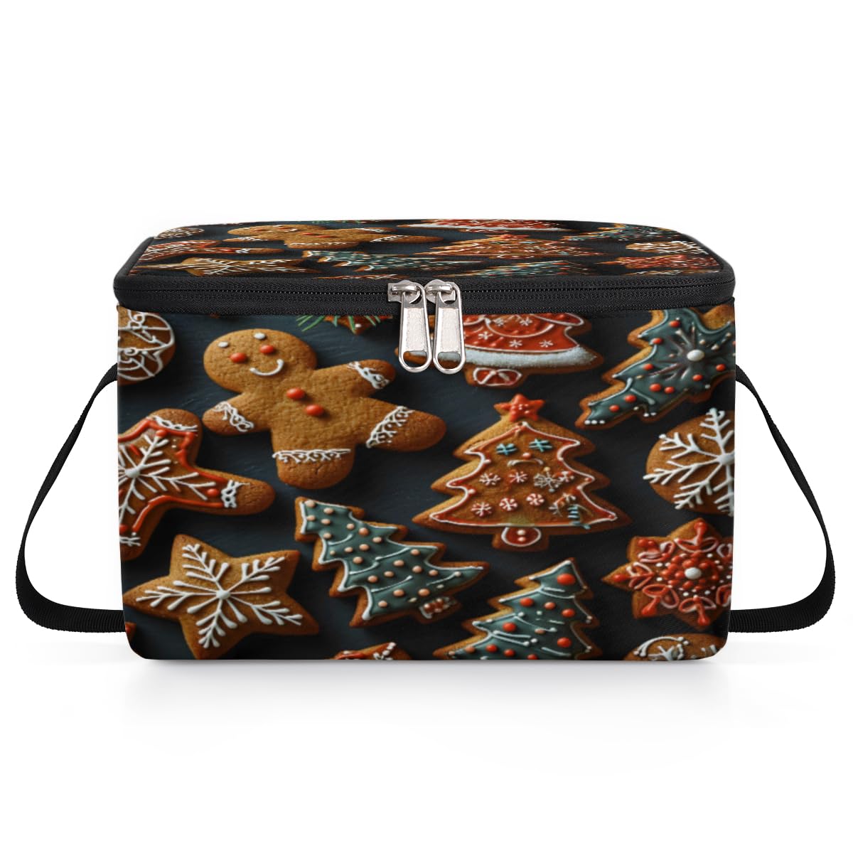 GzLeyigou Xmas Gingerbread Man Lunch Bags for Women Men 9 Cans, Hot & Cold Food Delivery Bag Insulated Grocery Bag Insulated Lunch Box Cooler Bag for Office Work Picnic Beach