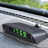 Chencunquangod Termómetro digital para coche, reloj LCD, 12-24 V, multifuncional, funciona con energía solar, reloj LCD con visualización de hora, fecha y temperatura