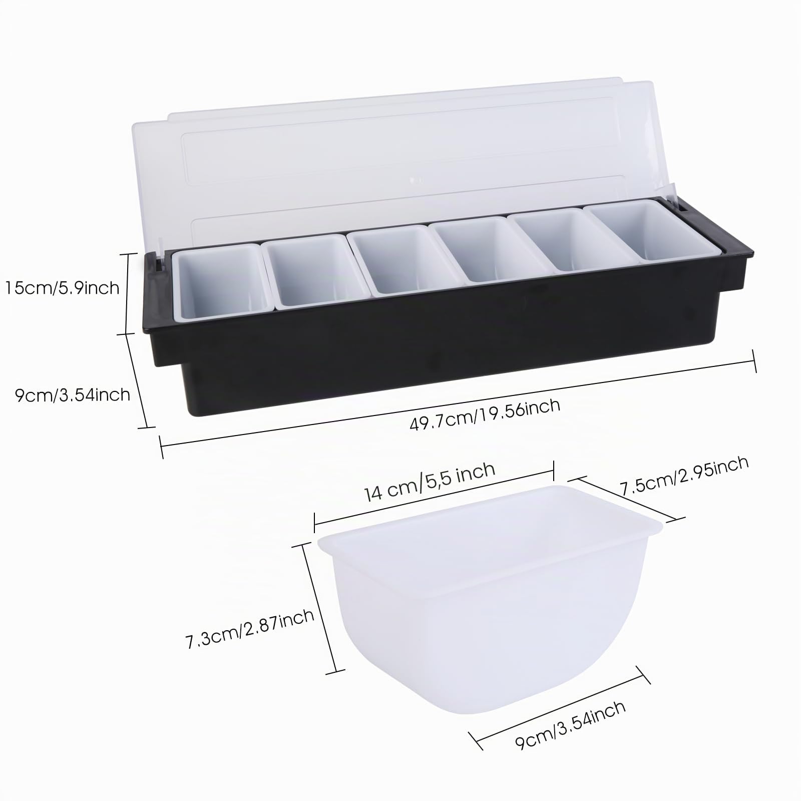 Station De Topping Pour Pizza, Bar À Salade Avec 6 Supports Pour Condiments, Contenant De Rangement Pour Pizza, Boîte À Fromage Détachable Multi-Usage Pour Réfrigérateur