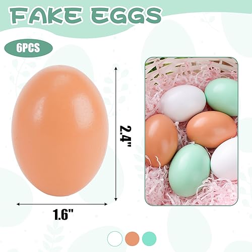 Miniatura 2 de SallyFashion 6 huevos falsos de madera, 3 colores, huevos de madera para manualidades, huevos de gallina falsos, huevos de anidación, huevos de