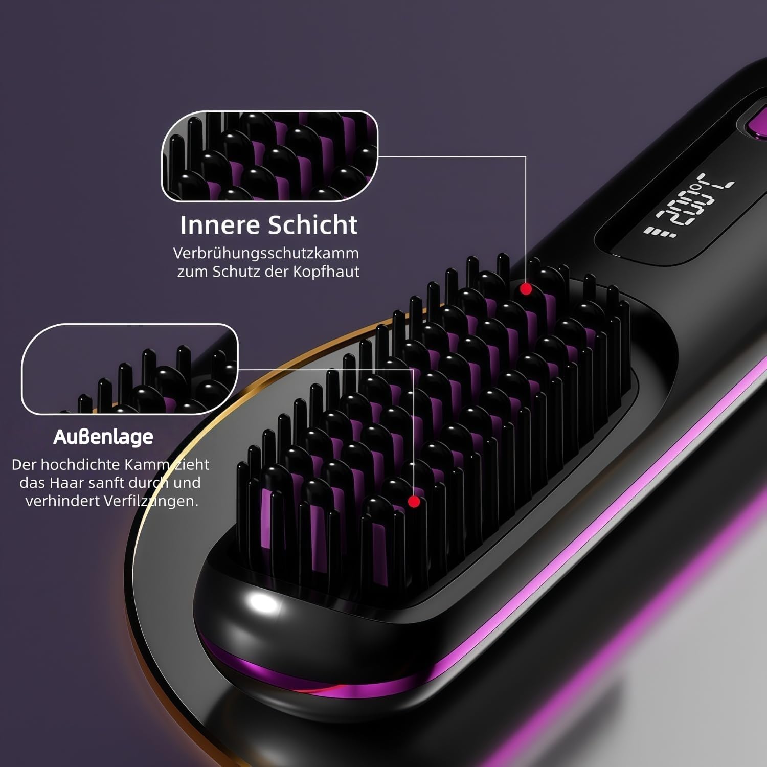 Cefryna Styling Brush for Short Hair-Wiederaufladbarer kabelloser Glättungskamm mit 4000 mAh Kapazität Erzielen Sie jederzeit und überall makellose glatte, gewellte oder lockige Frisuren. (Weiß)