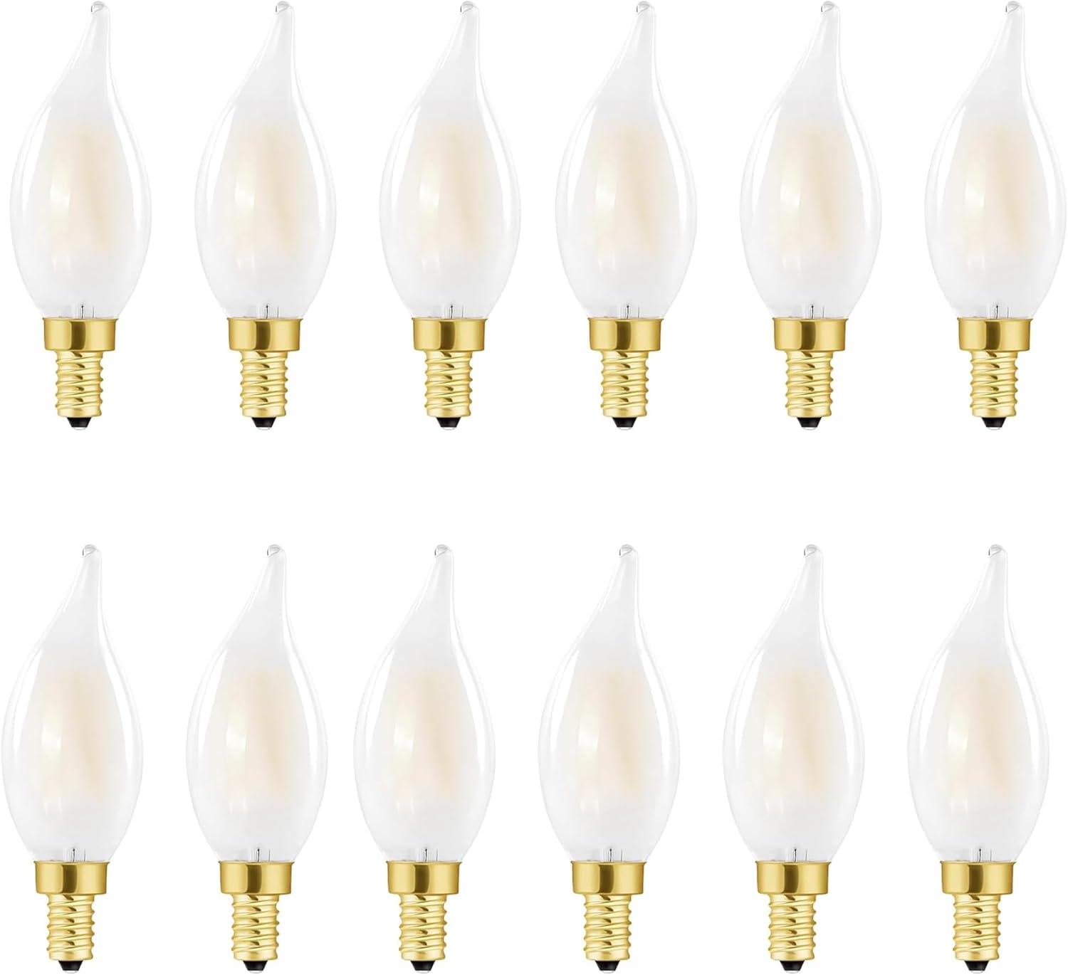 E12 Candelabra LED Bulb 40w, Frosted LED Chandelier Light Bulbs,4W Equal 40W,Type B 2700k Warm White,400LM,AC120V, Flame Tip,Dimmable for Ceiling Fan,Dining Room,Kitchen Fixture (12 Pack)