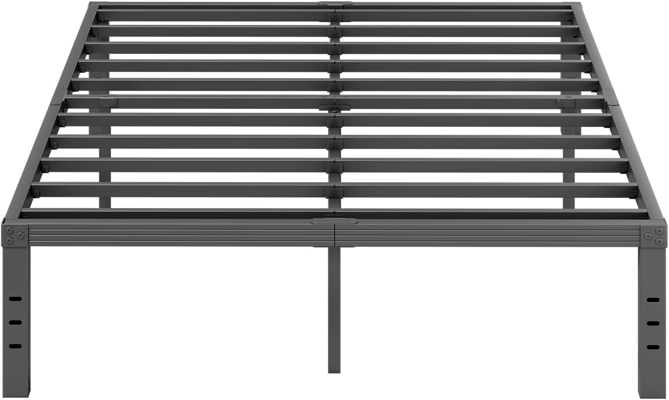 16 Inch High Metal Queen Bed Frame, Platform Bed Frame Queen Size No Box Spring Needed, Easy Assembly, Noise Free, Sturdy, Black