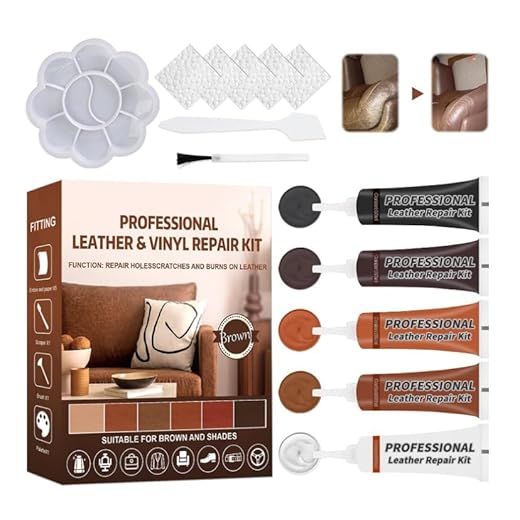Miioto Kit Reparation Cuir, Kit de Réparation pour Cuir Liquide, 5 Couleurs Creme Reparatrice, Kit Réparation Simili Cuir, Kit de Reparation Cuir pour Siège Auto, Veste, Meubles