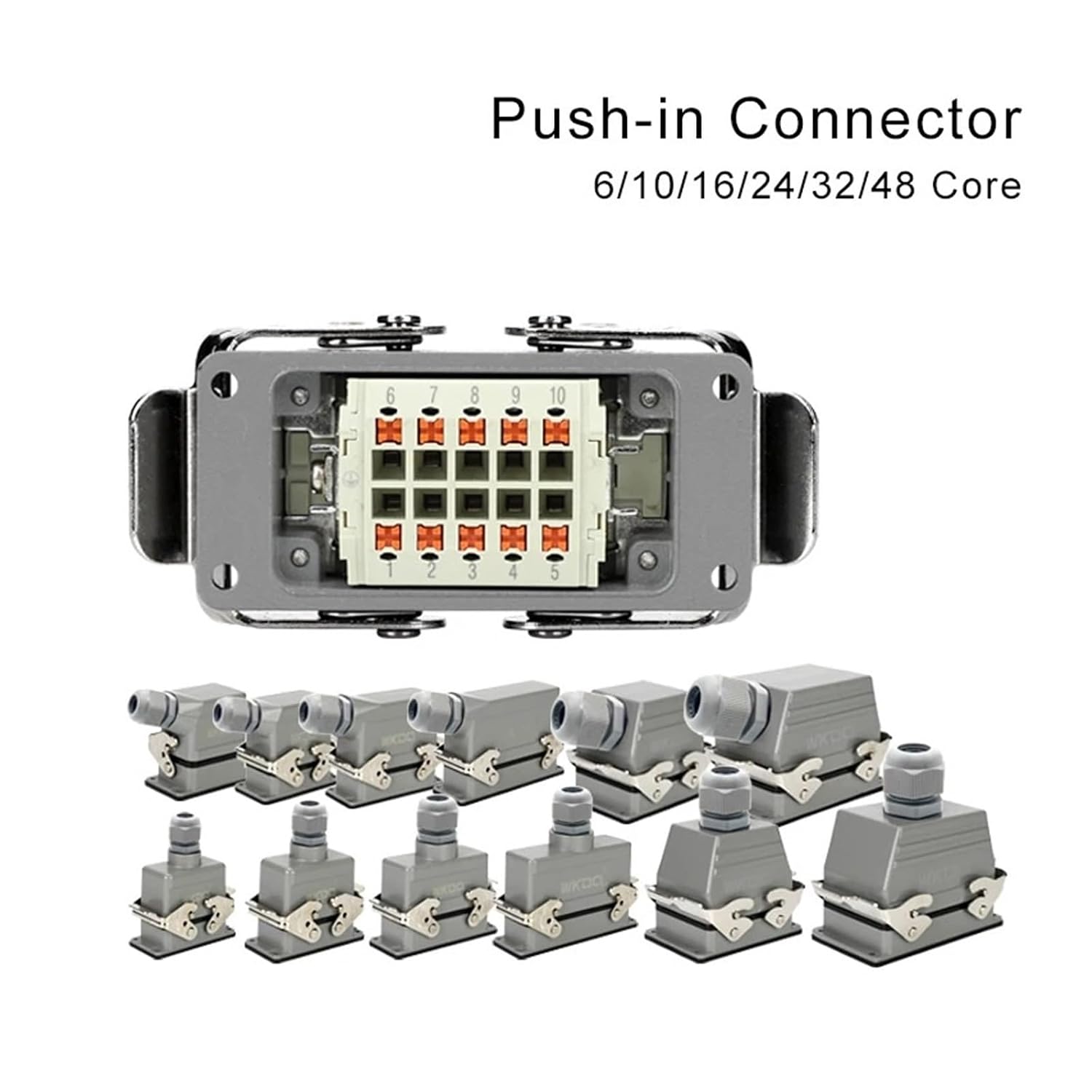 Push in Heavy Duty Connector Wiring 6/10/16/24/32/48 Core Pin HE Top/Side Entry Industrial Powe Waterproof Connectors(16 Core Side Entry)