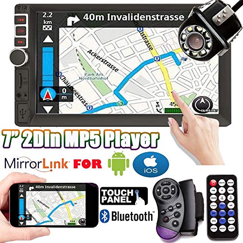 Double Din Car Stereo with Backup Camera Mirror Link(iOS&Android)/USB/SD/FM Touchscreen MP5 Player Night