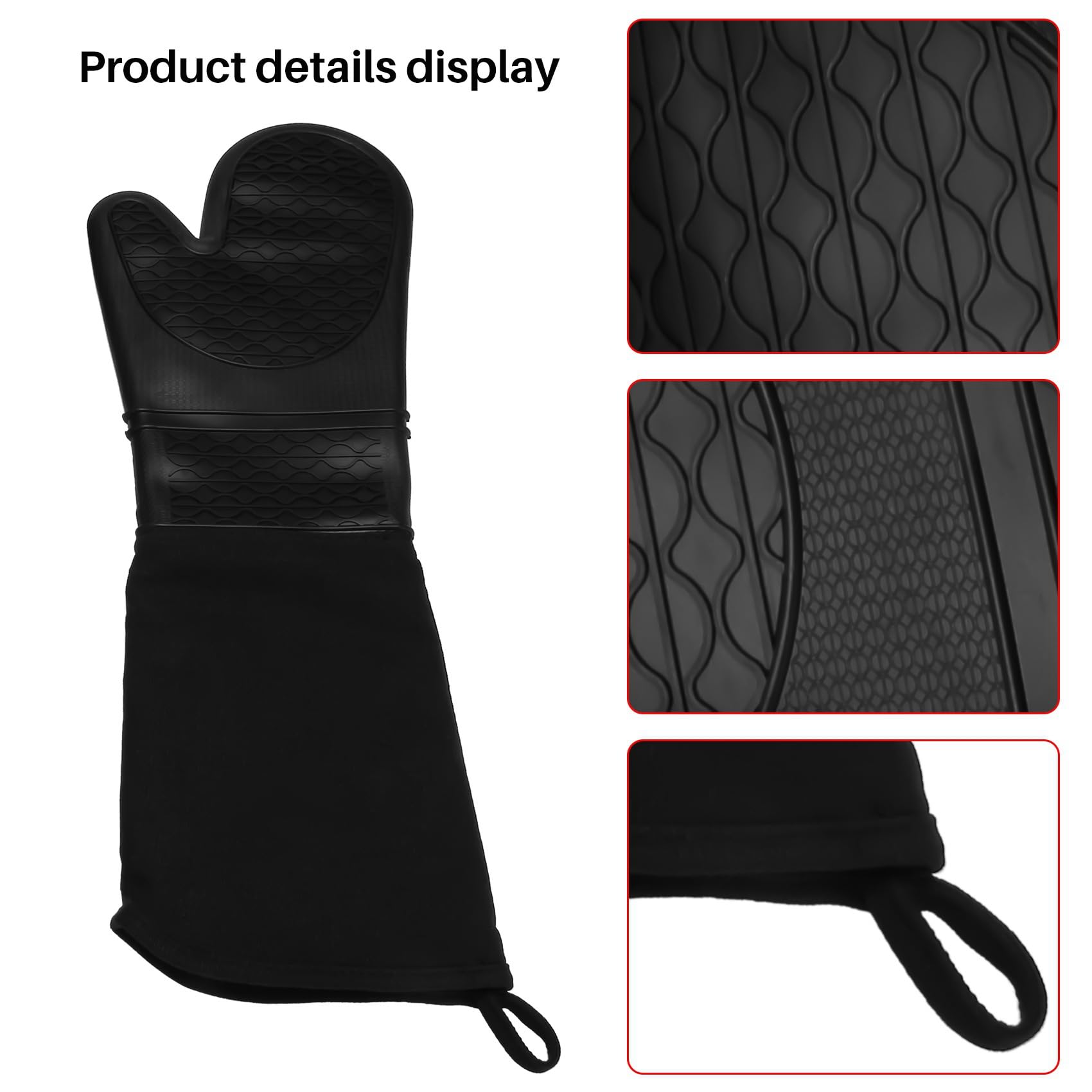 Guantes de horno extralargos resistentes de comercial, resistentes al , guantes de barbacoa con forro de algodón acolchado, paquete de 20
