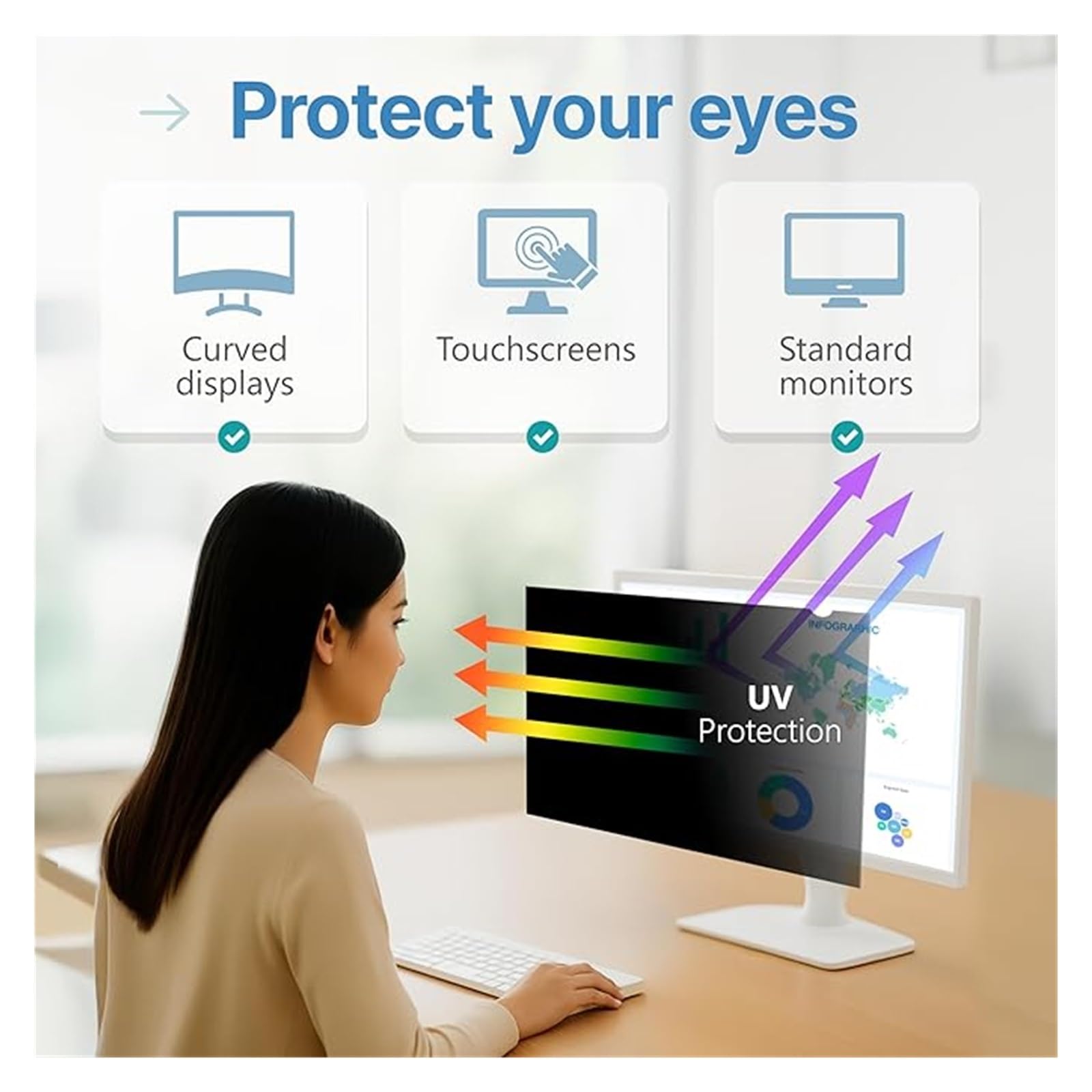 14 Zoll Computer Sichtschutzfolie 16:9 Monitor Abnehmbarer Sichtschutz Anti Blaulicht Blendschutz Blickschutzfolie Displayschutz Blickschutzfilter(12.5inch/27.7x15.7 cm)