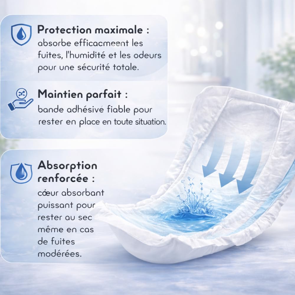 120 Protections Urinaires pour Homme – Super Absorption – (Pack Économique) – Protection Incontinence Masculine Discrète et Confortable