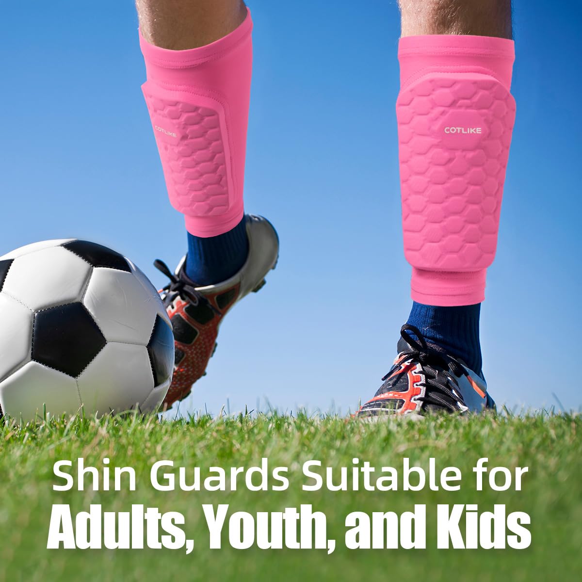 Parastinchi da calcio per bambini, adolescenti, adulti, parastinchi per bambini da 2 a 18 anni, ragazze, uomini, donne, polpacci, con cuscinetti a nido d'ape,