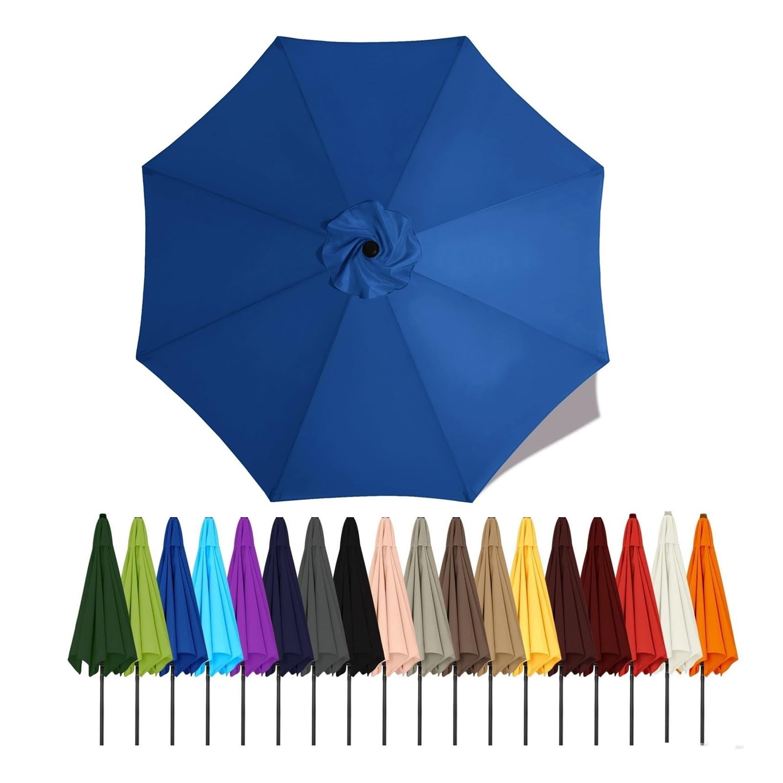 Duchunsheng Replacement Canopies Parasols 6 Rib/8 Arms Blue Gray Green White Umbrella Canopy 2 2.5 2.7 3 4M Waterproof Anti-UV Sun Umbrella Parasol Cover Outdoor Patio Garden(Blue,2.3m - 6Ribs)