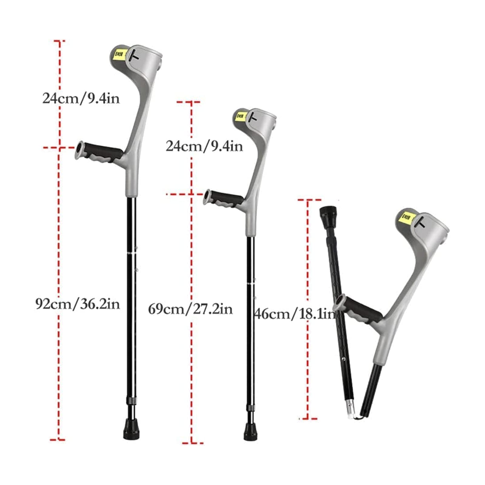 PAASHE Muletas de Aluminio Bastones para Caminar de Altura Ajustable de 10 Niveles Bastón para Caminar Plegable Bastón para Caminar en Forma de U Bastones para Descansar el Codo