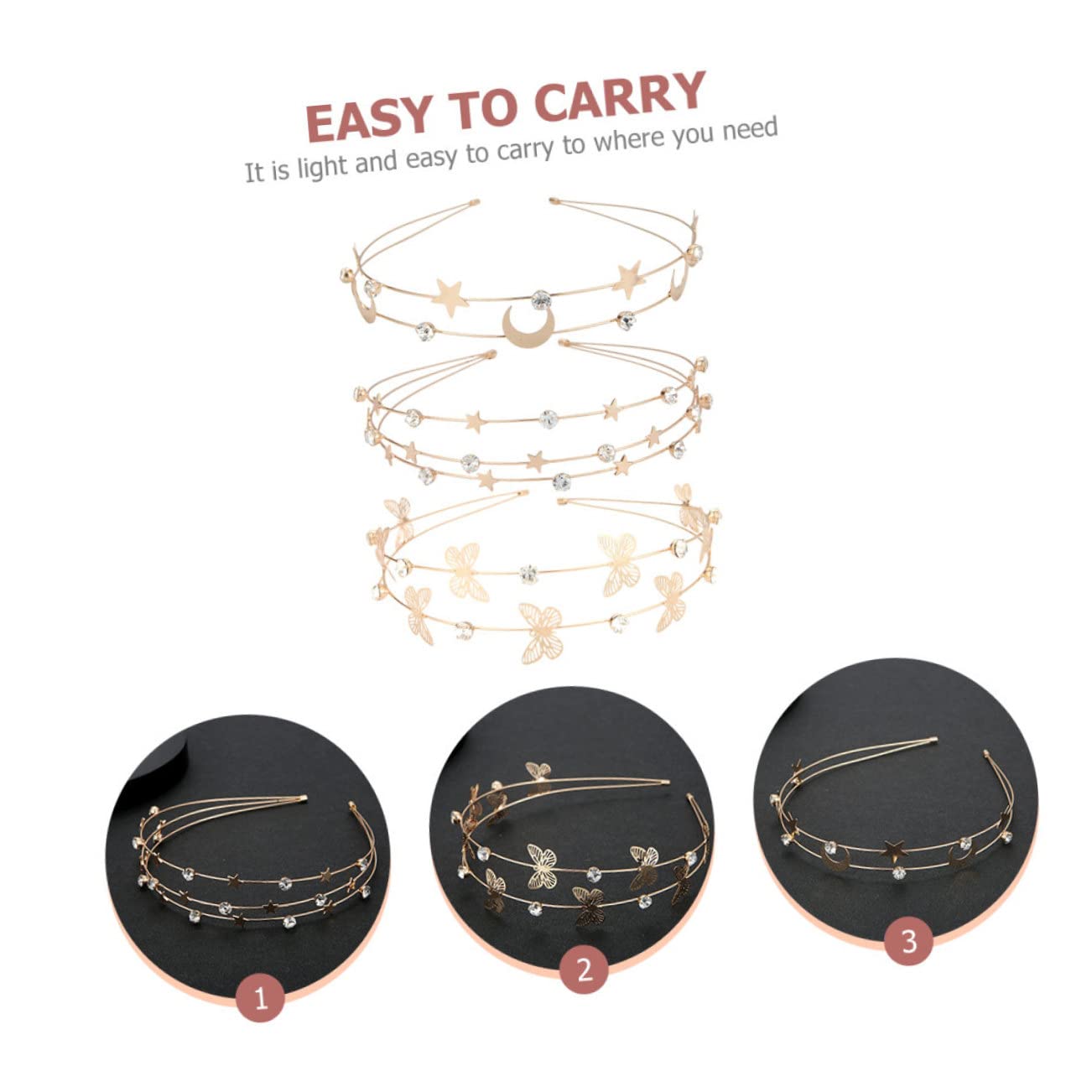 minkissy 15pezzi Fasce Per Multi- Con Stelle e e Cristallo Accessori Eleganti Per Donne e Ragazze Per Cerimonie e Feste
