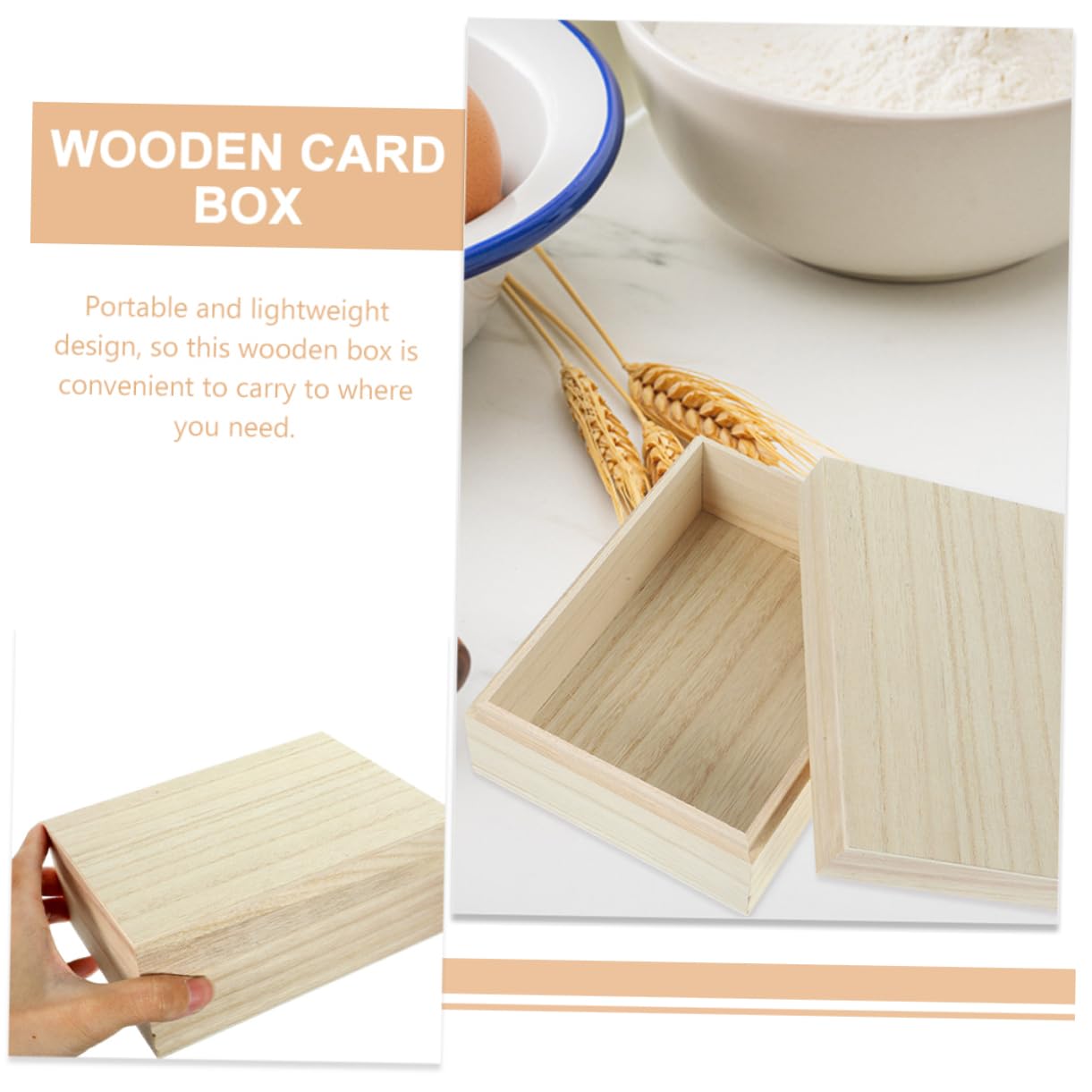 SOLUSTRE Wood Recipe Storage Box Compact Kitchen Recipe Holder Card Collection Organizer for Countertop Stylish Wood Design for Recipe Storage Cooking