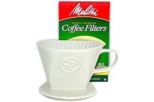 Top-Notch Ceramic Pour Over Coffee Maker Kit with 40 Count Melitta Filters