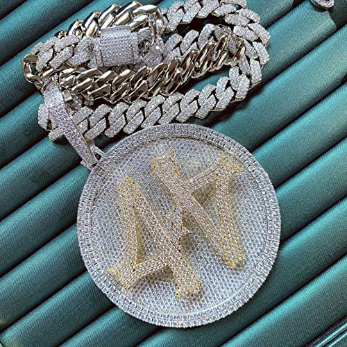 ICEDIAMOND 14K Hip Hop Jumbo 44 Rotating Medal Pendant with 14mm Cuban Link Chain, Gold Plated Iced Out Super Sparkling CZ Diamond Necklace for Men3