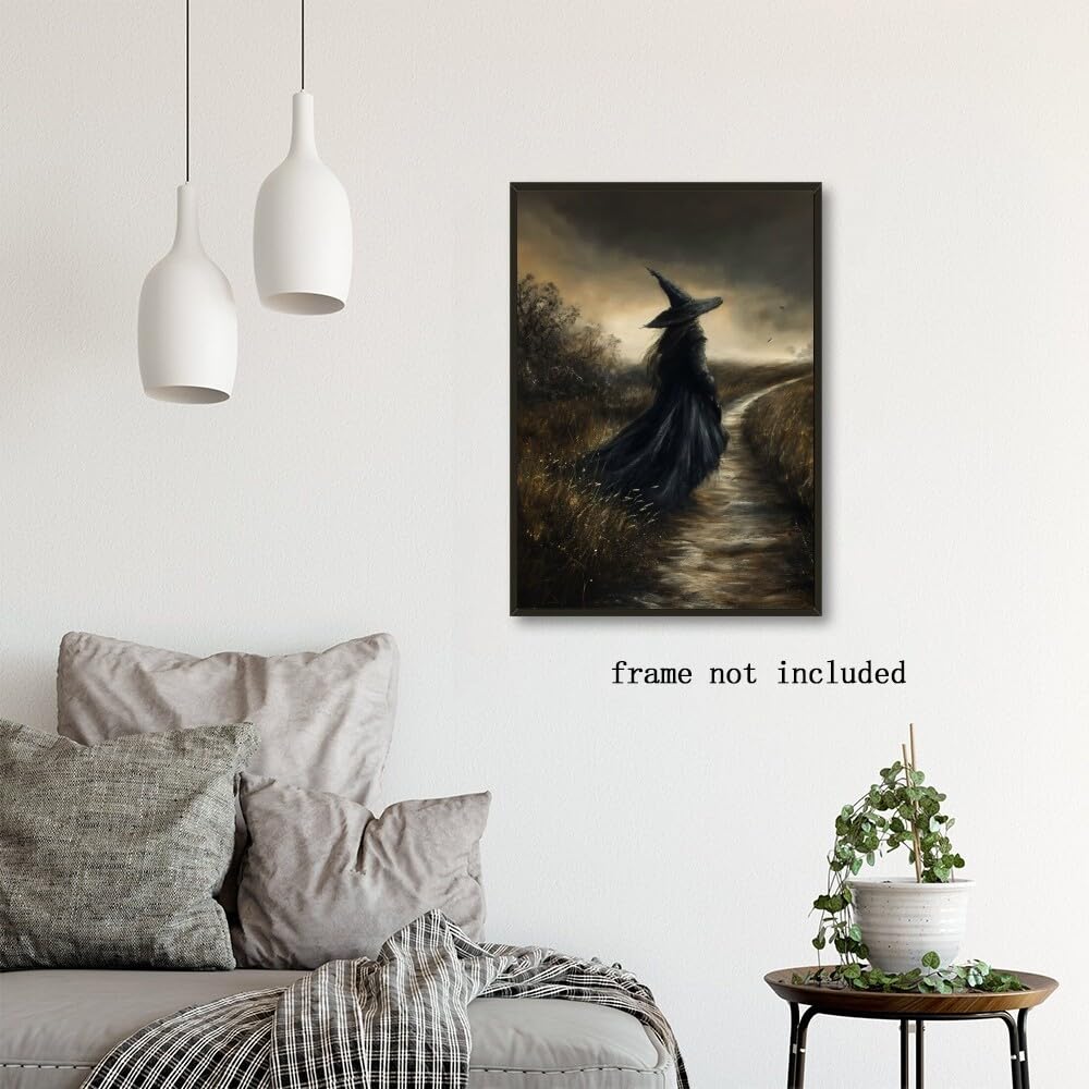 Whaline 9 Poster Dark Academia Stampe Da Parete – Motivi Floreali, Teschi E Streghe Per Arredo Vintage Halloween