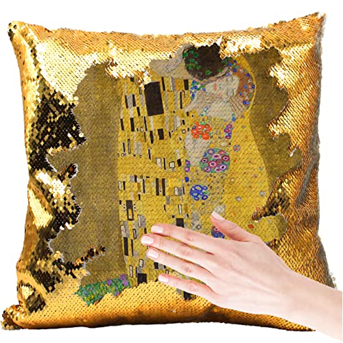 Klimt Federa Cuscino Moderna 45x45 – Ricamo A Mano In Lana, Verde E Astratto, Stile Art Nouveau - 5