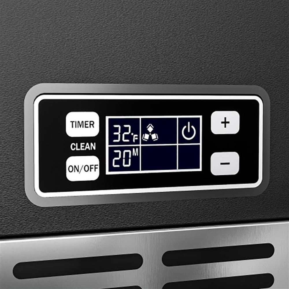 Pemberly Row Built-In Ice Maker Machine, Stainless Steel, Silver Finish, 75 Lbs/Day Capacity, 15x18.5x33.9 In, Compact Undercounter Design, Home Bar Ice Cube Maker, Automatic Water Supply System on Fridge.com - View 3