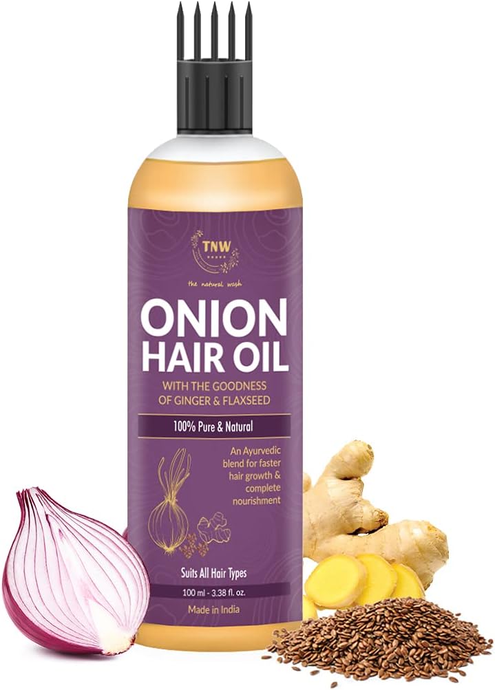 TNW - The Natural Wash Onion Hair Oil for Hair Growth & Hair Fall Control | Natural Anti Hair Fall Oil with Onion Extract, Jojoba, Olive & Flaxseed | Strong, Thick Hair | All Hair Types 100 ml