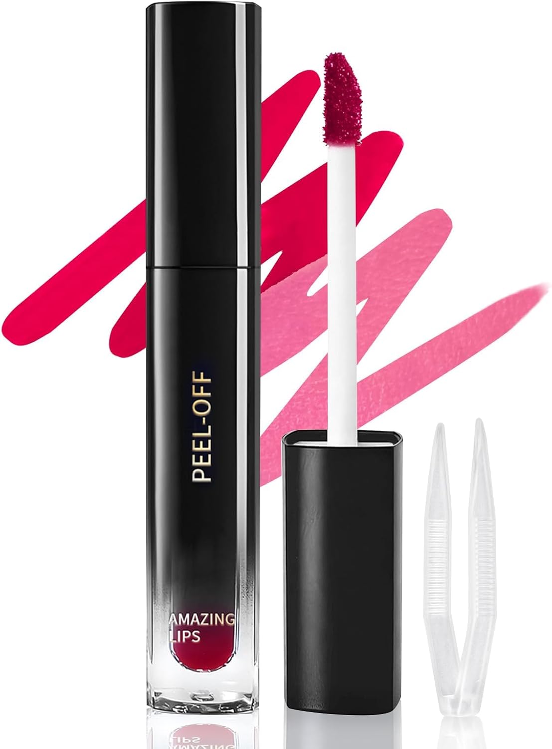 Peel Off Lip Stain en Lip Liner, Tattoo Color Lip Tint, Long Wear, waterdichte lip Tint Stain met pincetten, lipvlek met matte finish lip make-up (06 paars)