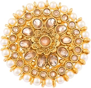 Indian Jewelry Rings Bollywood Rings Traditional Round Faux Pearl Crystal Kundan Adjustable Big Ring Finger Jewelry for Women