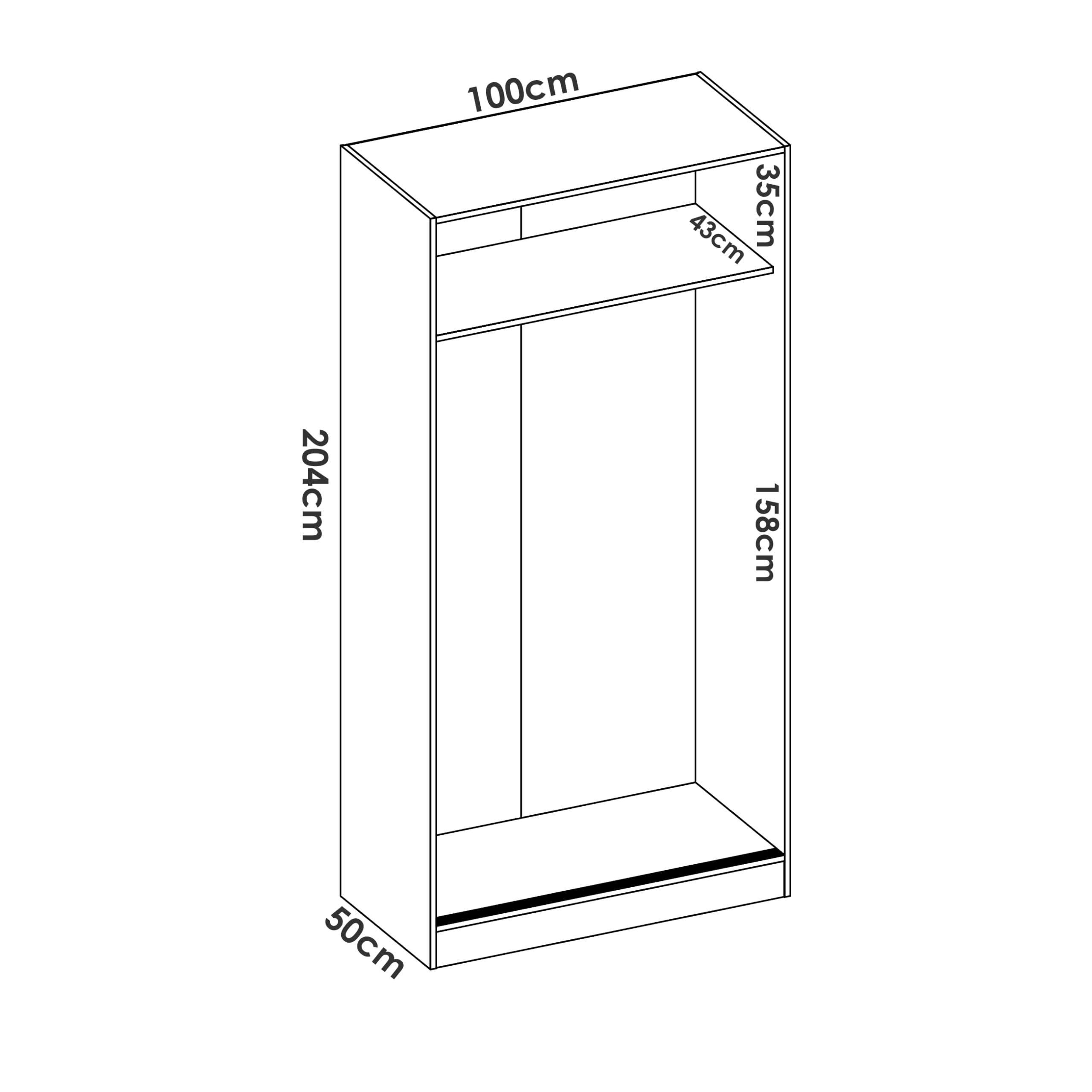 DEKIT GRUPO RIMOBEL SLIDE- Armario 2 Puertas correderas - Blanco - 100x204x50cm