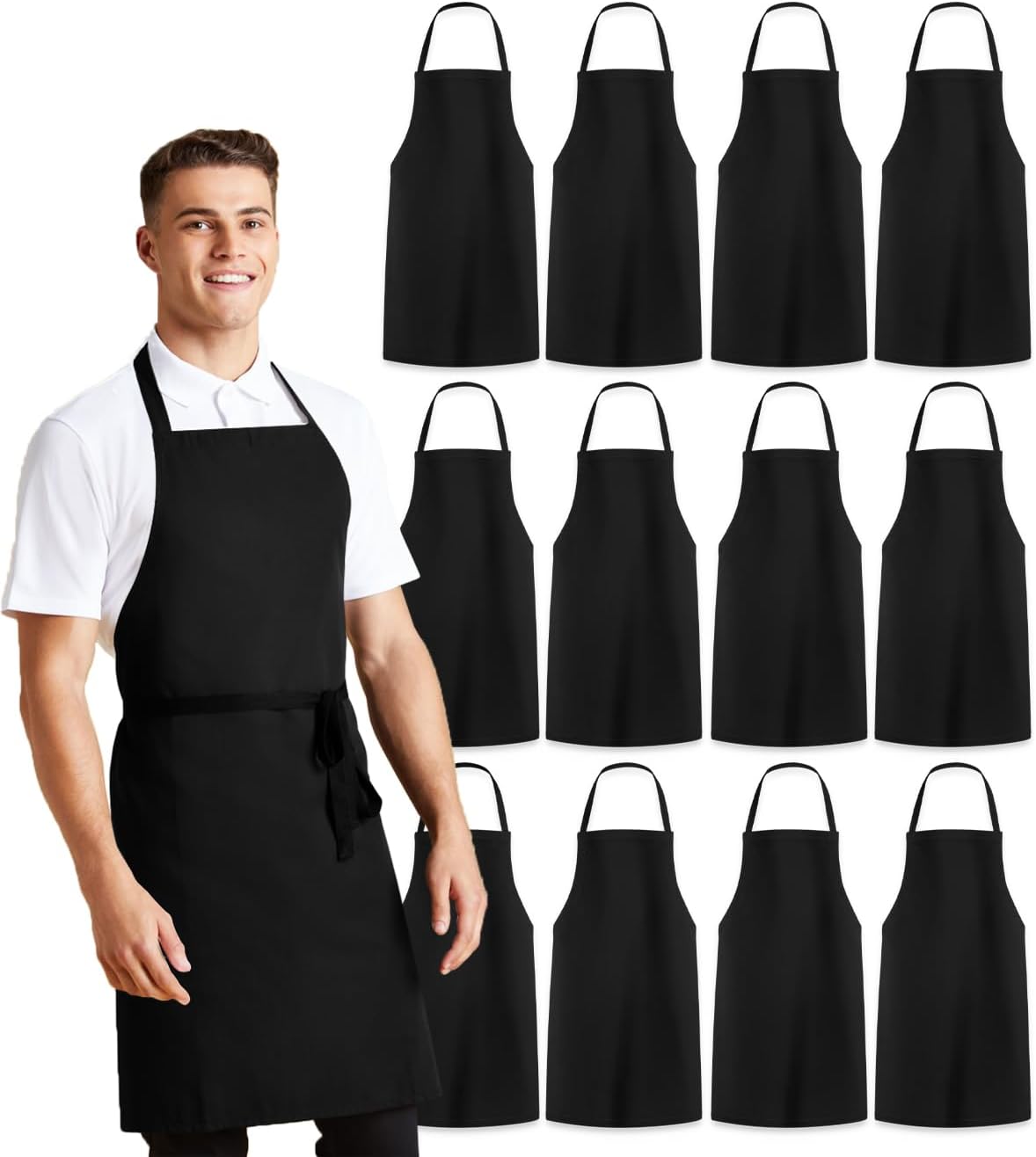 Avalon Kitchen Aprons for Men - 100% Polyester Chef Apron Women with Extra Long Ties - Cooking Aprons for Women & Mens Apron