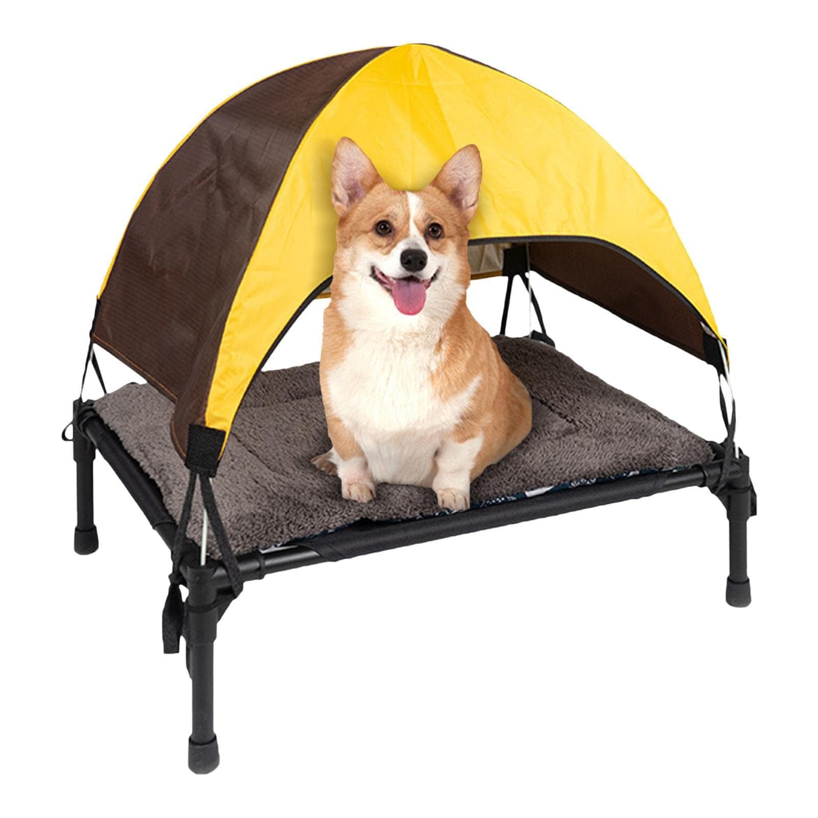 Outdoor Hundebett Mit Baldachin – Erhöht, Wasserdicht, Inkl. 4 Heringen, Für Große Hunde, Camping, Strand