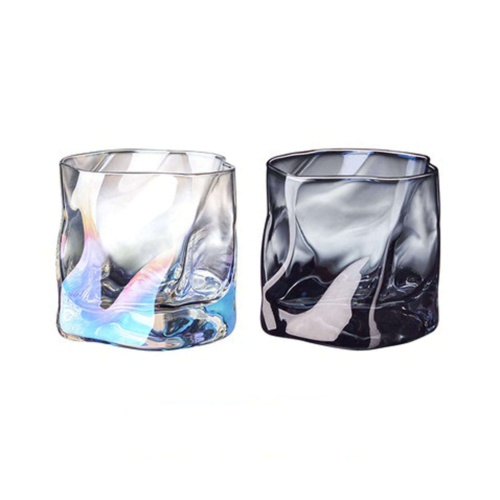 Vasos de cristal para whisky copa de agua de vidrio distorsionado juego de 2