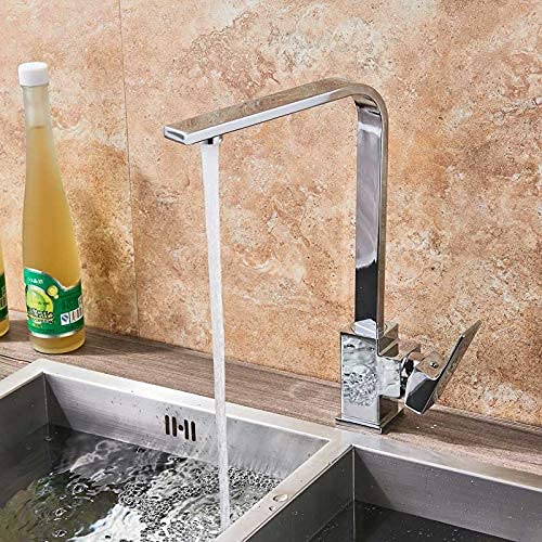 Rubinetti, Nichel spazzolato 360 Ruota Rubinetto da cucina Rubinetto per montaggio su ponte Miscelatore caldo freddo per cucina Monocomando Monoforo Bagno Cucina Gru/Cromo Comfortable anniversary