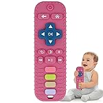 Fu Store Silicone Teething Toys for Infant Toddlers, Remote Control Shape Teethers for Babies Chew Toys, Relief Soothe Babies Gums Set, BPA Free Freezable Dishwasher and Refrigerator Safe (Rose Pink)