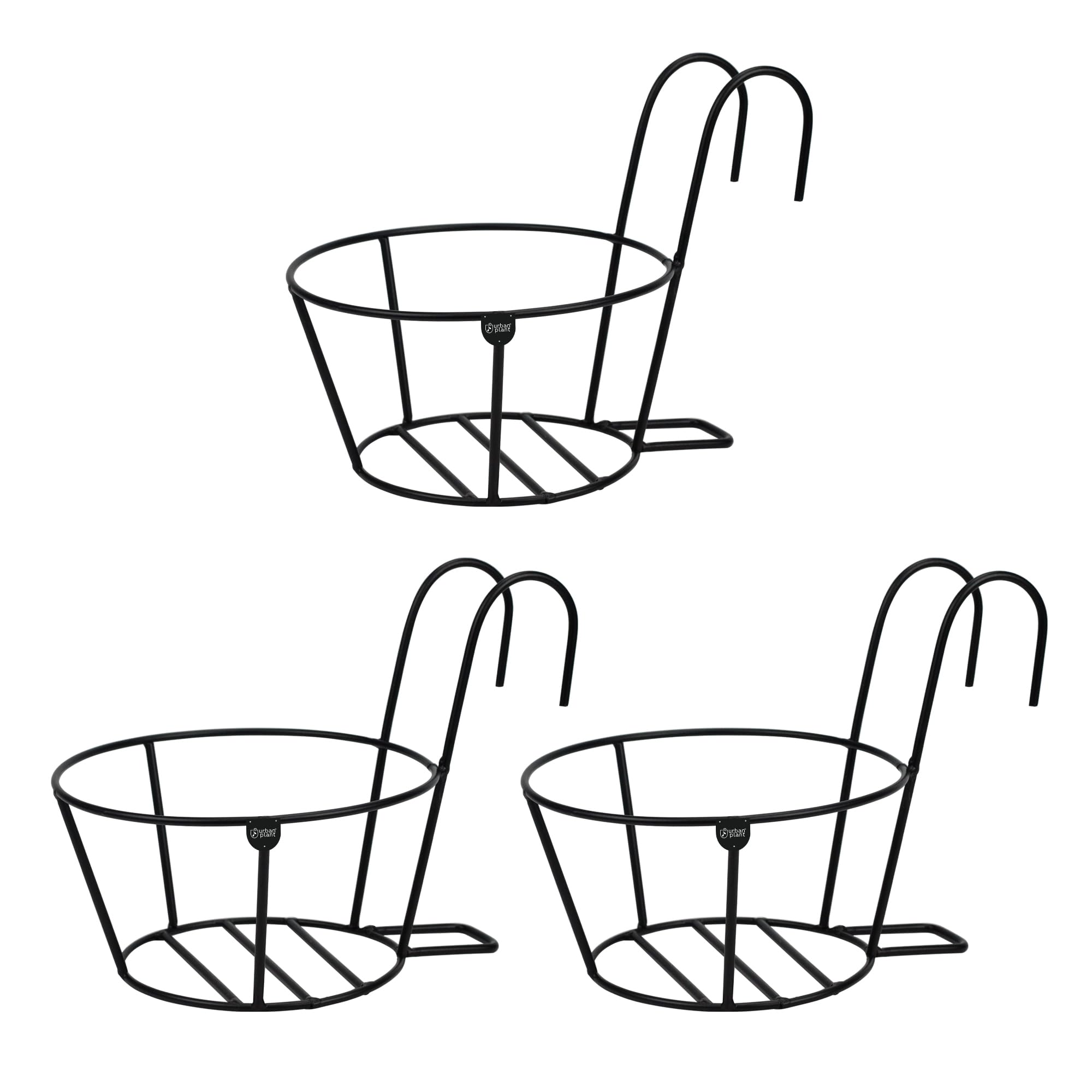 Urban Plant AirNest Hanging Metal Plant Basket, 8" Diameter x 8.5" Height, Iron & Powder-Coated, Balcony & Railing Holder for 12-Inch Pots (Iron - Pack of 3) (B0D8TB932V) Amazon Price History, Amazon Price Tracker