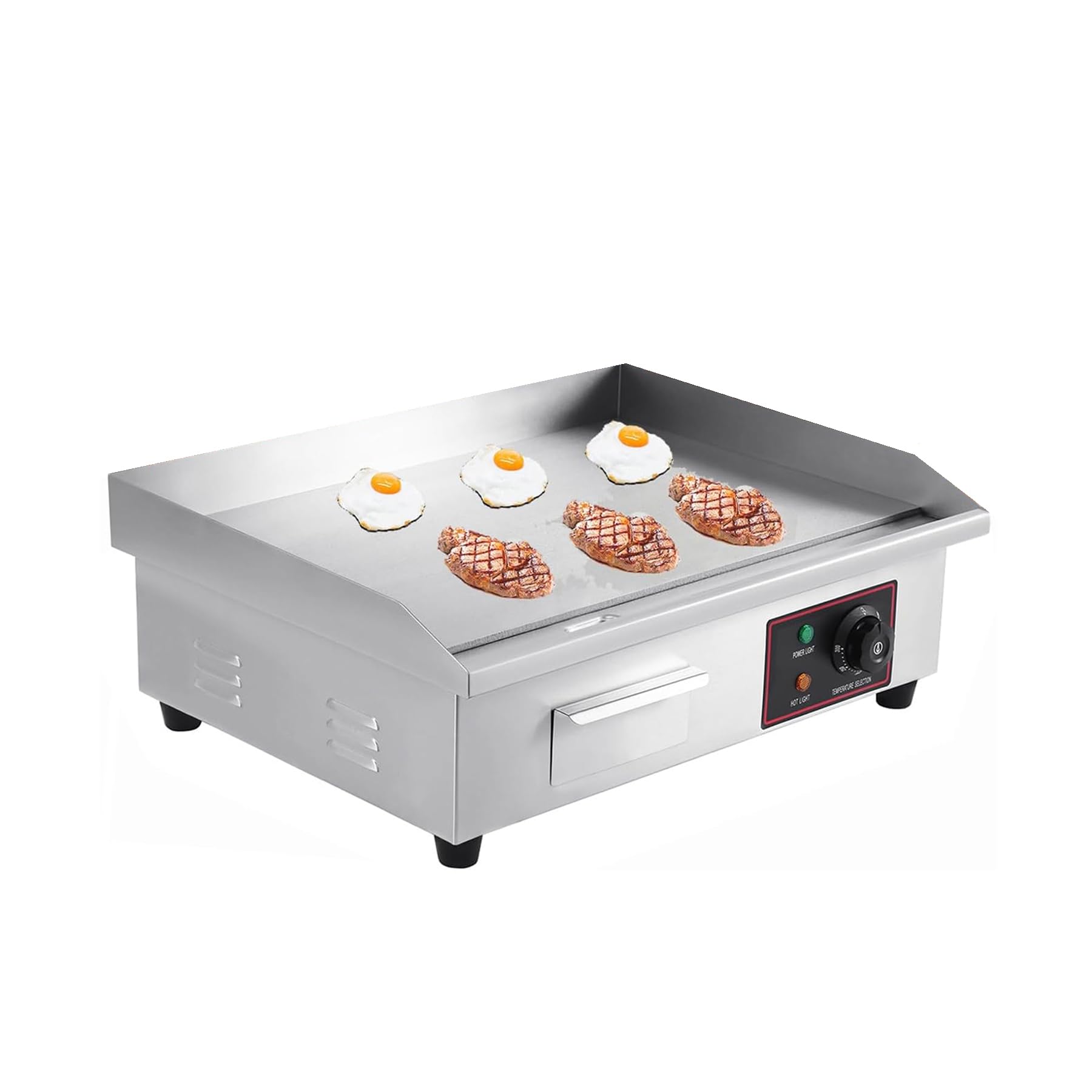 3000W Elektrischer Grill, Arbeitsplattengrillplatte Grillplatte Edelstahl Elektro Grill 55 x 36 cm für Balkon & Indoor, Stufenlos 50-300 °C