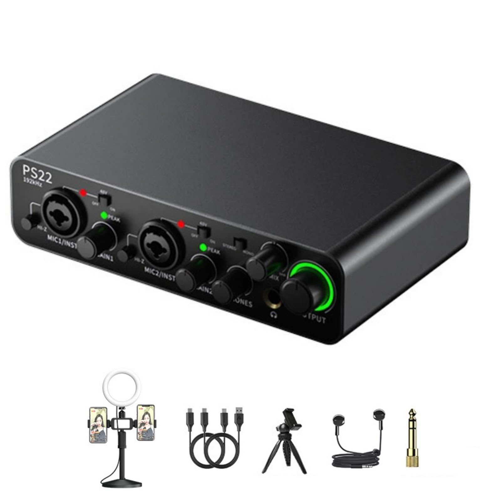 Profesional para transmisión de alta resolución de 24 bits/192 kHz, conectores USB, diseño de reproducción en vivo, tarjeta de sonido con XLR
