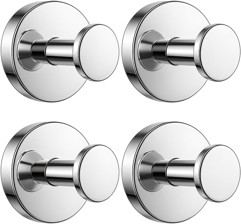 Suction Cup Hooks for Glass Window,Removable Shower Hooks for Inside Shower,Metal Towel Hooks for Bathrooms,4 Pack(Mirror)