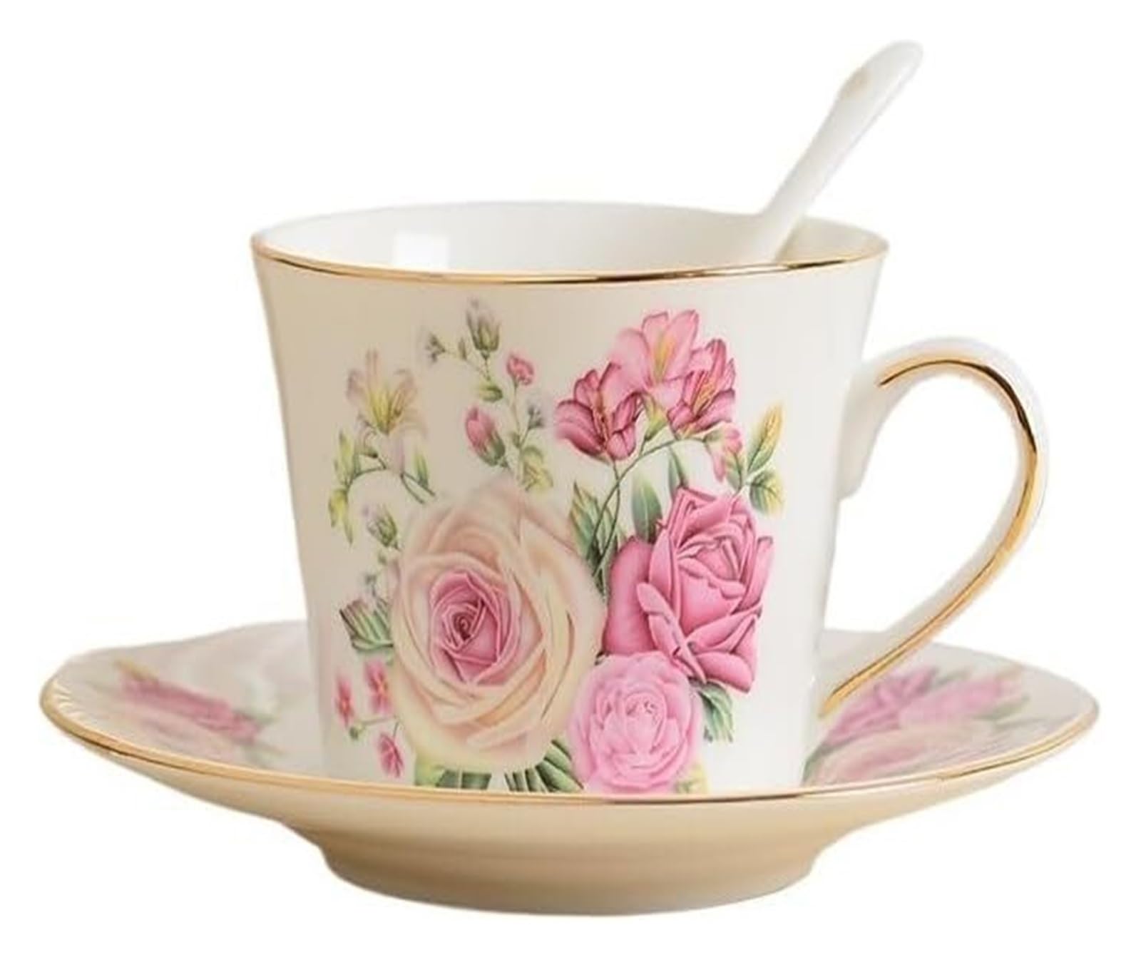 Zestaw filiżanek i spodków, 200 ml porcelanowy zestaw kubków do kawy ceramiczny kubek do kawy spodek kubek z porcelany kostnej ze spodkiem i łyżeczką 551