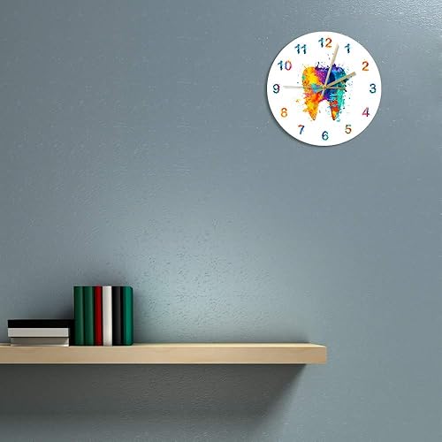 Miniatura 6 de The Geeky Days Acuarela Pintura Dental Impresión Reloj de Pared Clínica Dental Médica Arte de Pared No Ticking Reloj de Pared Dental Ortodoncista