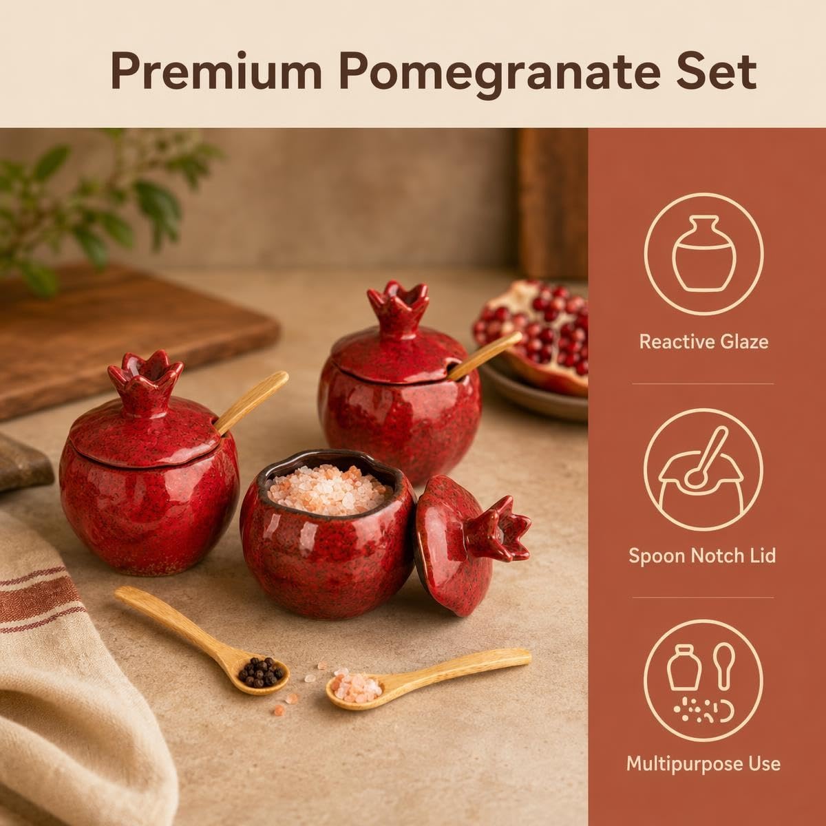 Pomegranate Salt Cellars - Set of 2 -2